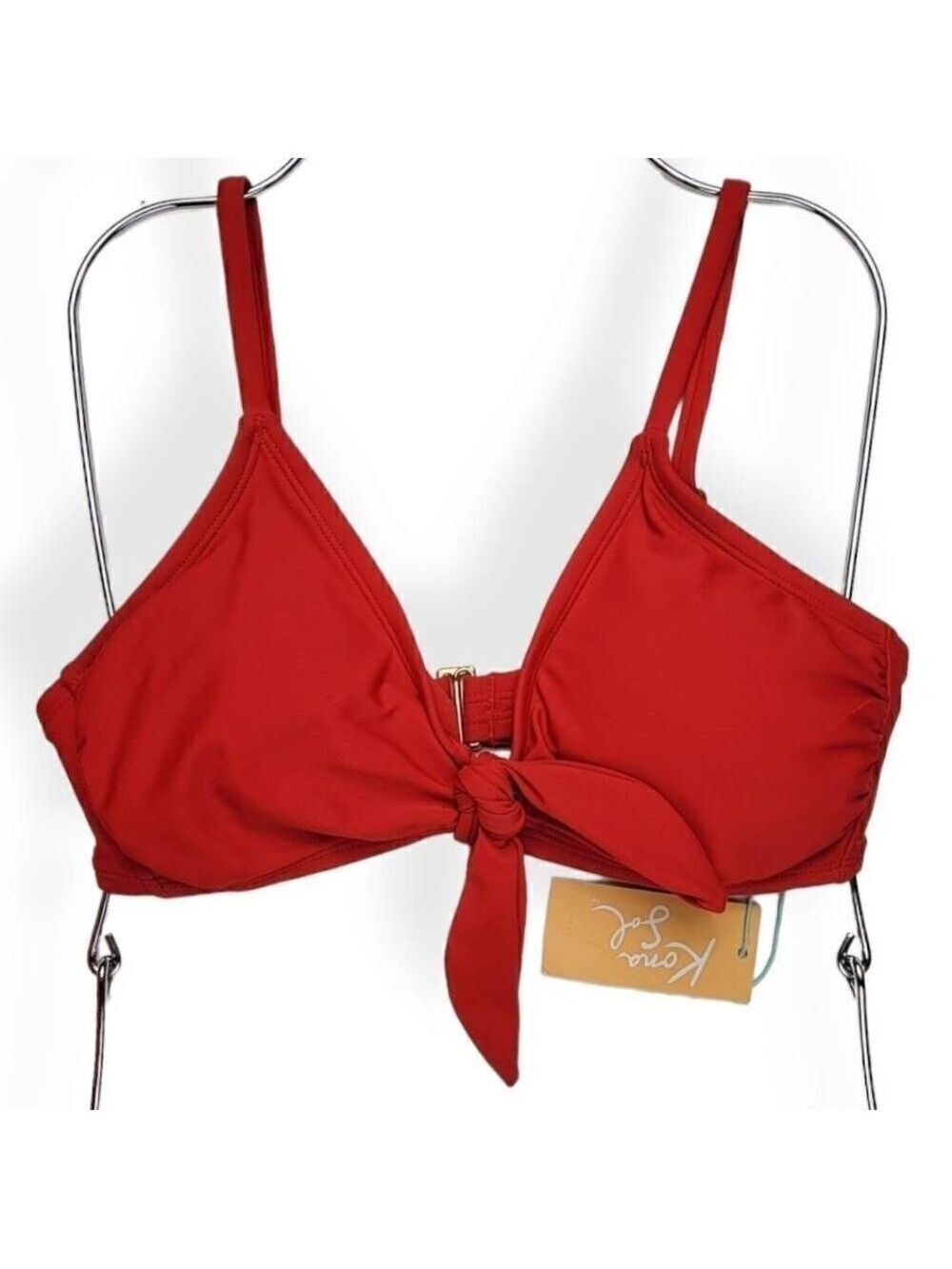 Kona Sol Red Front Tie Bikini Top Small 4-6